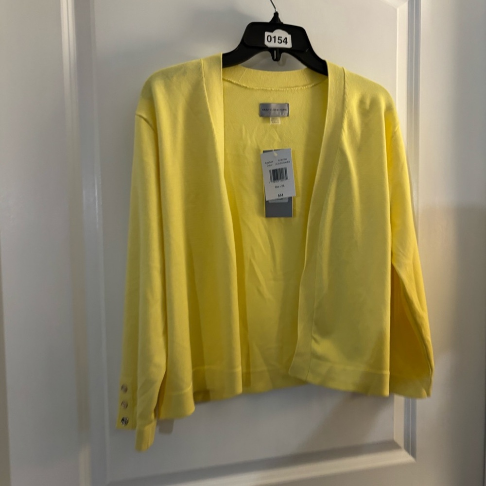 Marc New York Yellow Open-Front Cotton Knit Cardigan / Sweater Sz XL